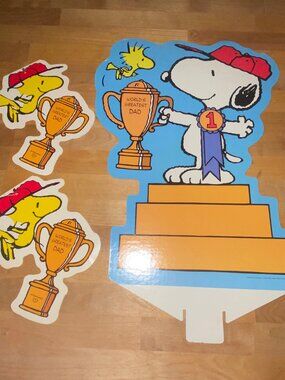 Vintage Ambassador Cards Snoopy & Woodstock Father’s Day Golf Display Signs